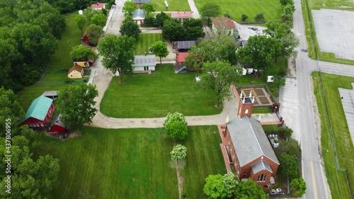 Ohio Village, a historical village connected to the Ohio History Connection in Columbus, Ohio.  Aerial drone photo
