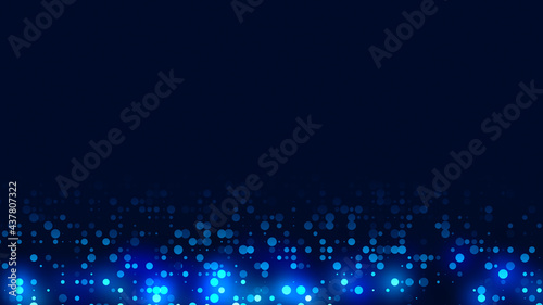 Dot blue pattern screen led light gradient texture background. Abstract technology big data digital background. 3d rendering.
