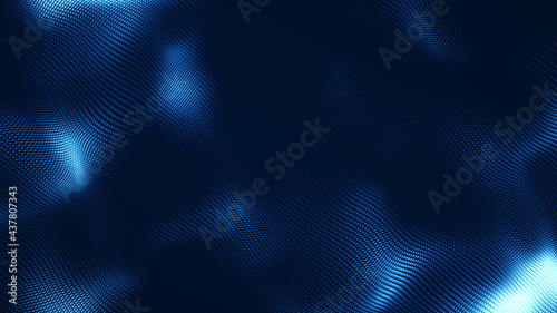 Dot white blue wave light screen gradient texture background. Abstract technology big data digital background. 3d rendering.