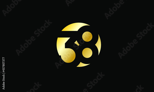 38 Circle Gold Negative Space Number