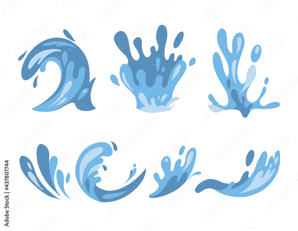 Obraz premium Blue waves and Water splashes collection