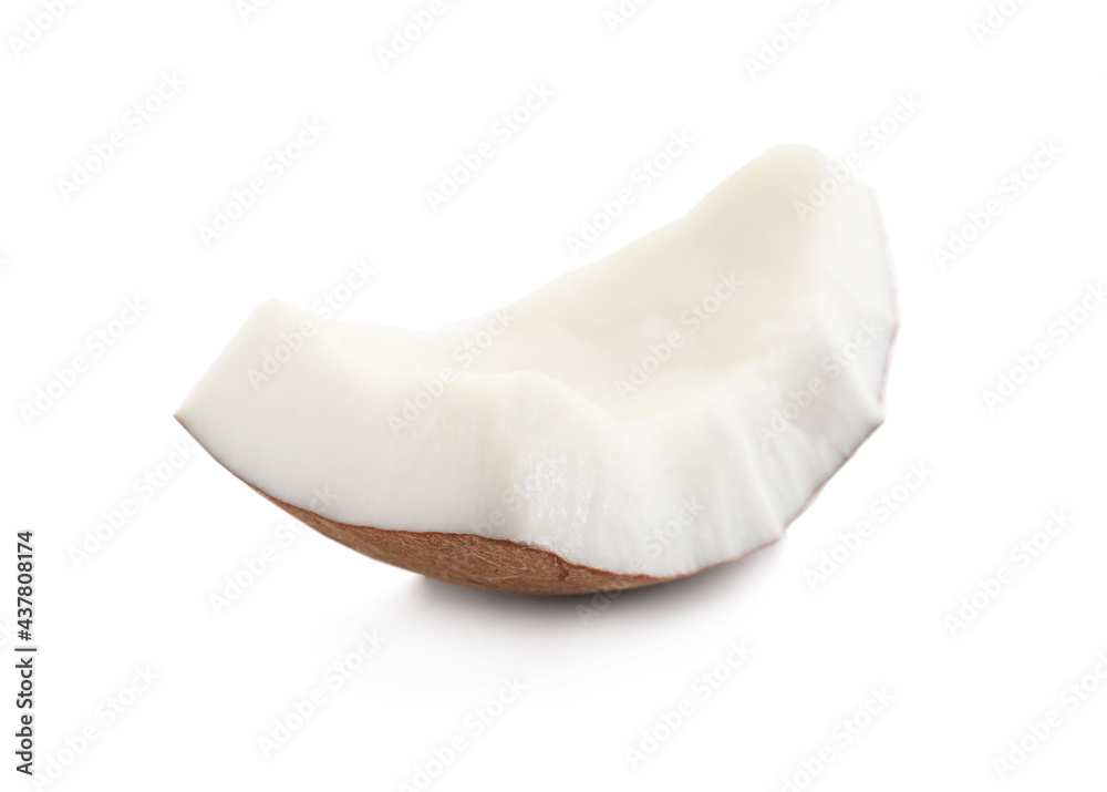 Piece of ripe coconut isolated on white Piece of ripe coconut isolated on white