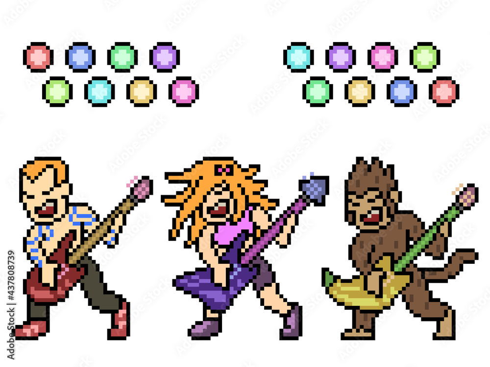 Fototapeta premium pixel art metal band concert