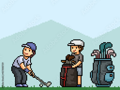 pixel art golf club sport