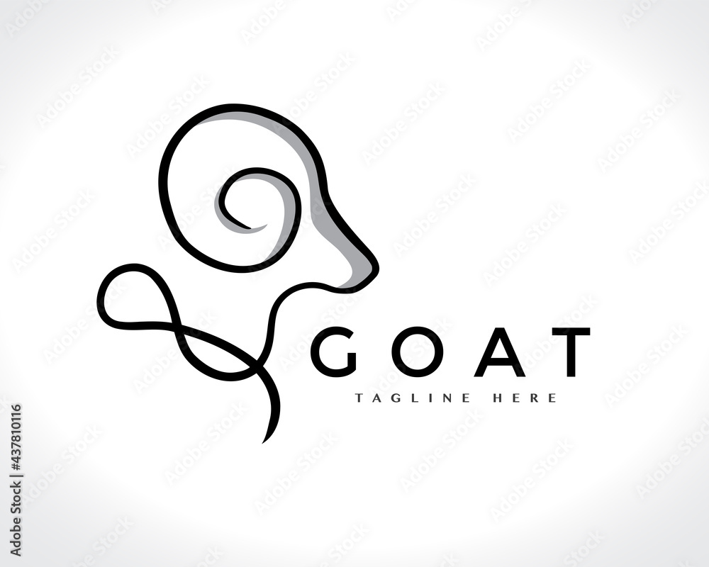 line art head goat logo design illustration