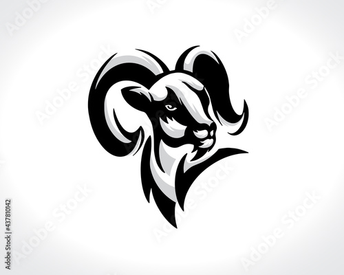 head goat drawing art logo design template illustration