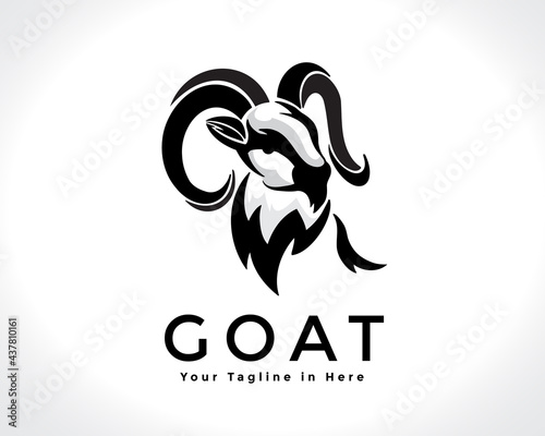simple head goat art logo design illustration