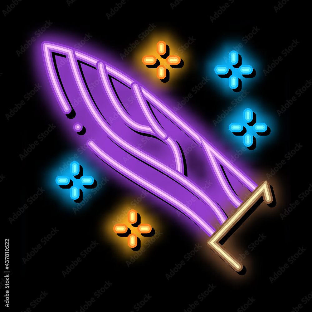 Sparkling Knife neon light sign vector. Glowing bright icon Sparkling Knife sign. transparent symbol illustration Sparkling Knife neon light sign vector. Glowing bright icon Sparkling Knife sign. transparent symbol illustration