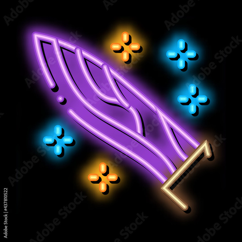 Sparkling Knife neon light sign vector. Glowing bright icon Sparkling Knife sign. transparent symbol illustration