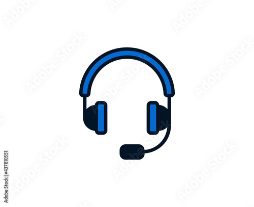 Headphones flat icon. Single high quality outline symbol for web design or mobile app.  Holidays thin line signs for design logo, visit card, etc. Outline pictogram EPS10