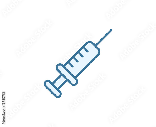 Syringe flat icon. Thin line signs for design logo, visit card, etc. Single high-quality outline symbol for web design or mobile app. Medical outline pictogram.