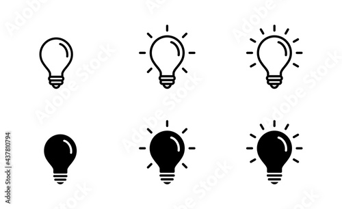 Light Bulb icon set, Idea icon symbol vector photo