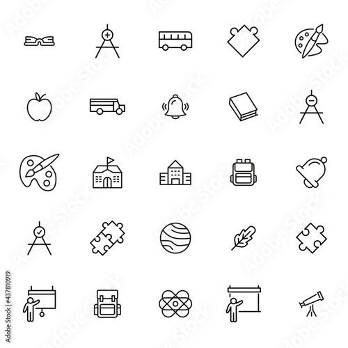 Set of student related vector line icons