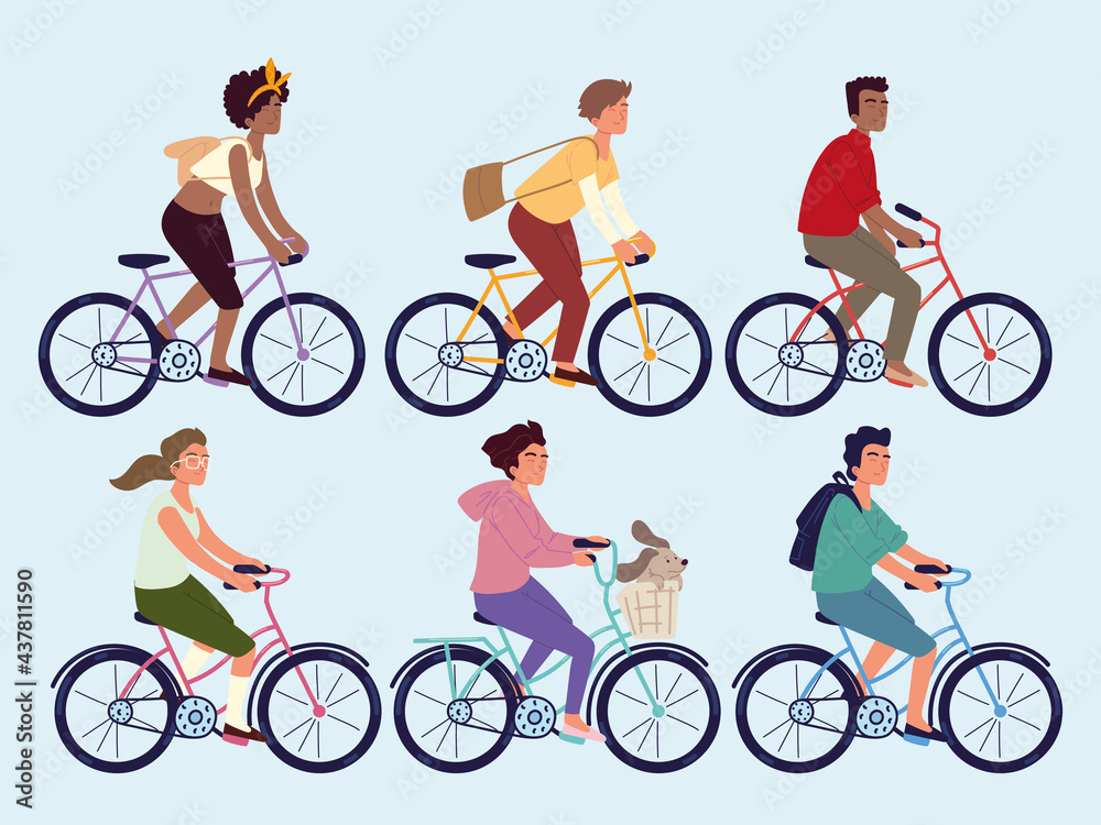 Obraz premium people riding bike