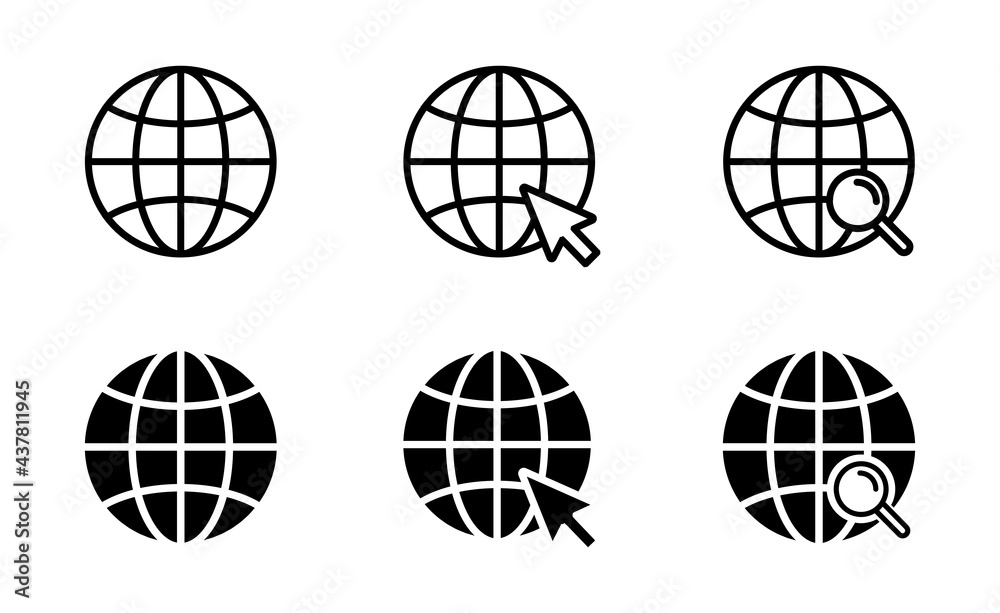 Globe icon set, Go to web icon. web icon vector Globe icon set, Go to web icon. web icon vector