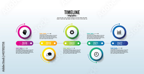 Presentation business infographic timeline circle colorful with 5 step