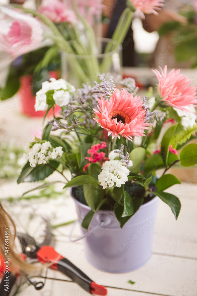 floral workshop, creating flower arrangements