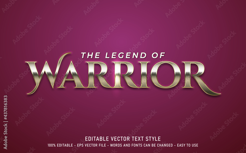 Warrior Text Style Effect with Metal Gradient Composition. Editable Text Style Effect