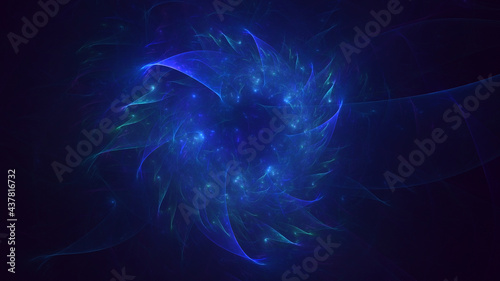 3D rendering abstract blue technology fractal background
