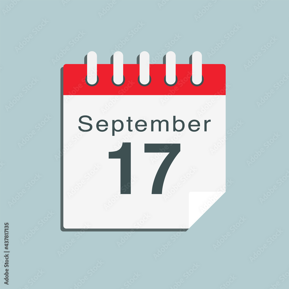 Icon day date 17 September, template calendar page Icon day date 17 September, template calendar page