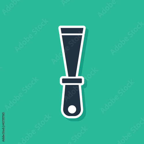 Blue Putty knife icon isolated on green background. Spatula repair tool. Spackling or paint instruments. Vector