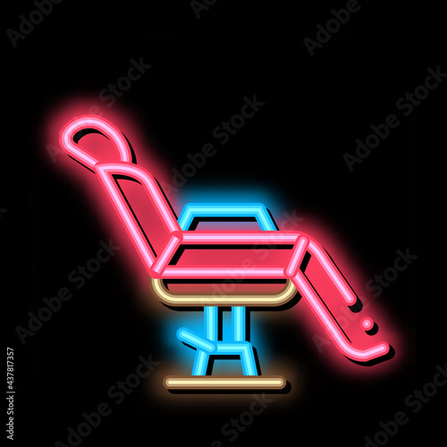 Tattoo Chair neon light sign vector. Glowing bright icon Tattoo Chair sign. transparent symbol illustration