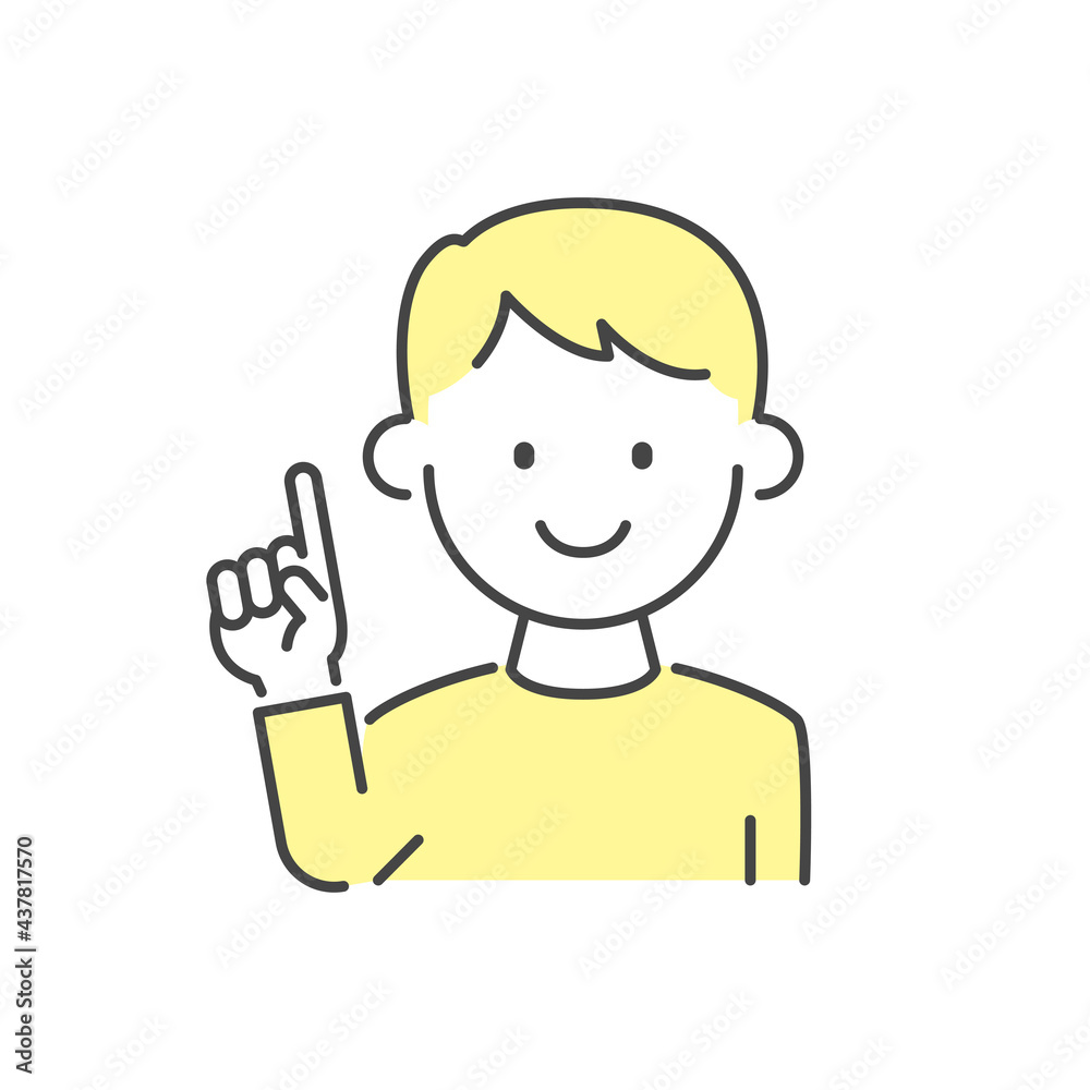 指差しポーズをする男の子 Illustration of a boy doing a pointing pose. 指差しポーズをする男の子 Illustration of a boy doing a pointing pose.