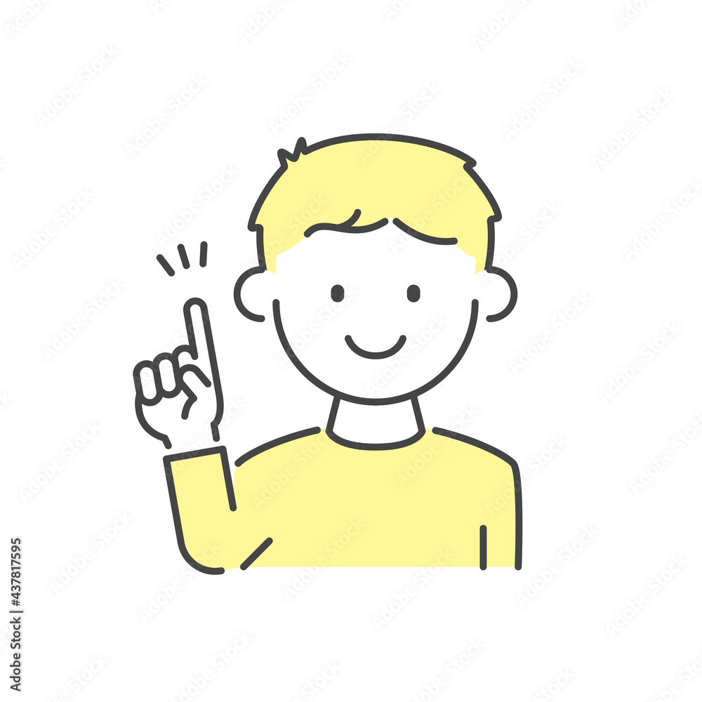 指差しポーズをする男の子 Illustration of a boy doing a pointing pose. 指差しポーズをする男の子 Illustration of a boy doing a pointing pose.