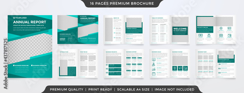 set of bifold brochure template design with minimalist and clean style use for presentation and annual report