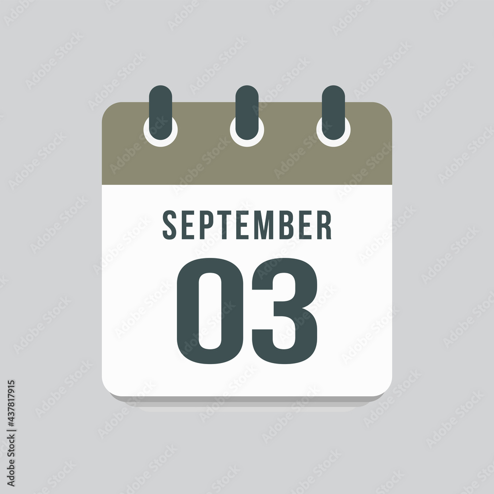 Icon day date 3 September, template calendar page Icon day date 3 September, template calendar page