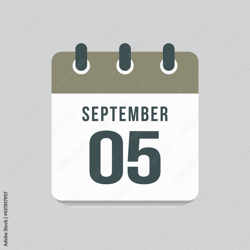 Icon day date 5 September, template calendar page Icon day date 5 September, template calendar page