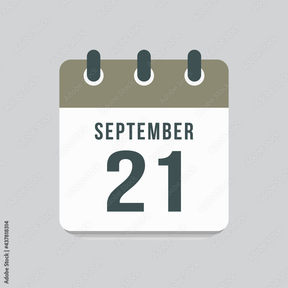 Icon day date 21 September, template calendar page Icon day date 21 September, template calendar page