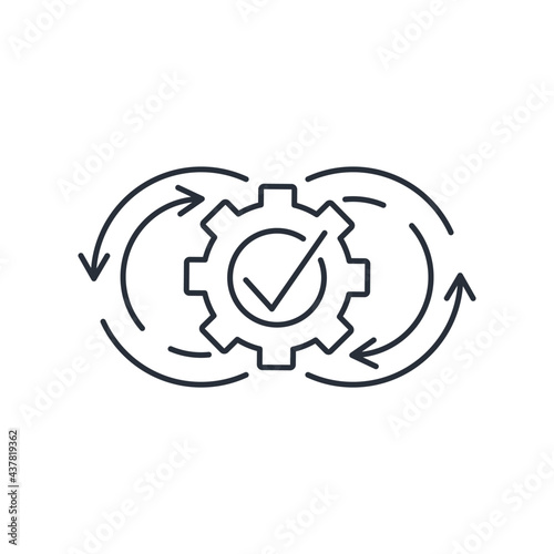 Constant changes. A continuous stream of improvements and updates. Integration adaptation system. Vector linear icon isolated on white background.