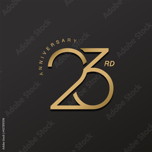 23rd anniversary celebration logotype with elegant number shiny gold design photo
