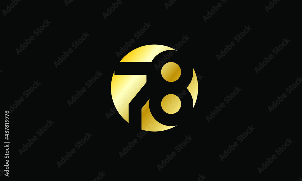78 Circle Gold Negative Space Number 78 Circle Gold Negative Space Number