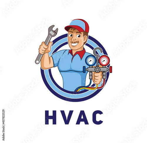 HVAC character logo design illustration vector eps format , suitable for your design needs, logo, illustration, animation, etc.