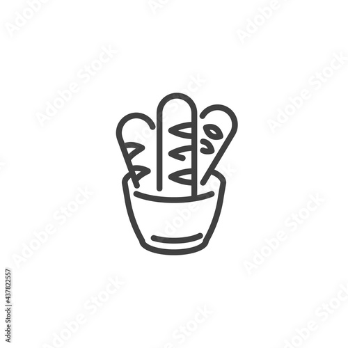 Baguette bread line icon
