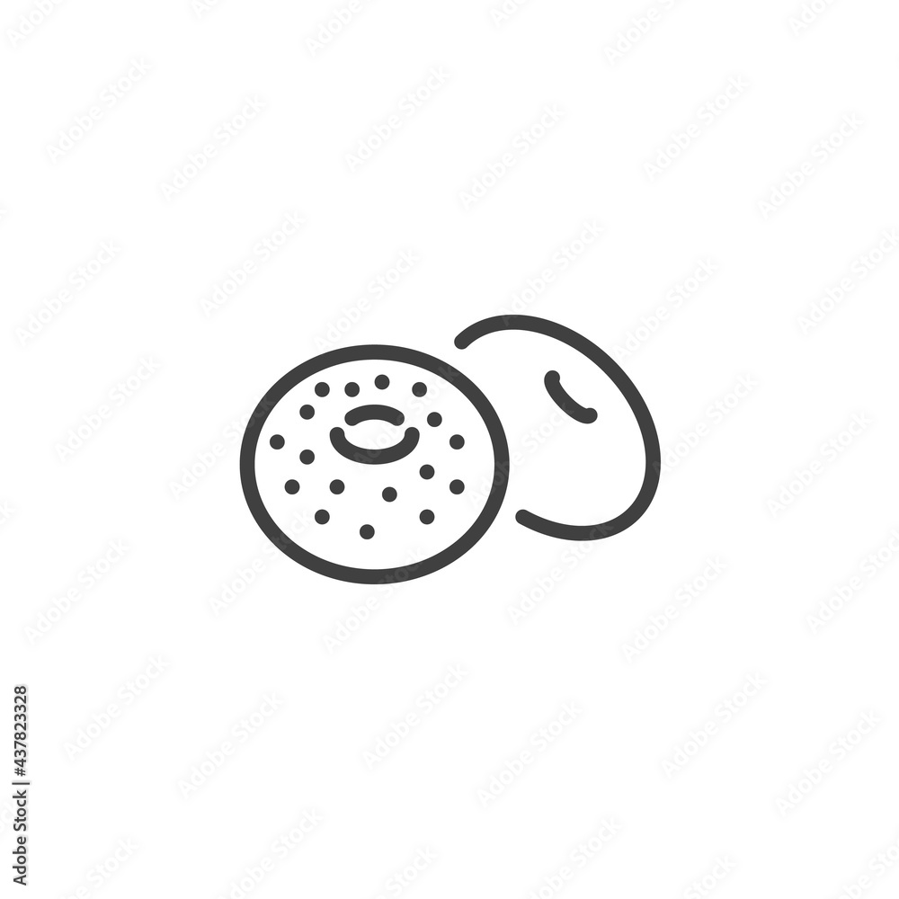 Bagel bread line icon Bagel bread line icon