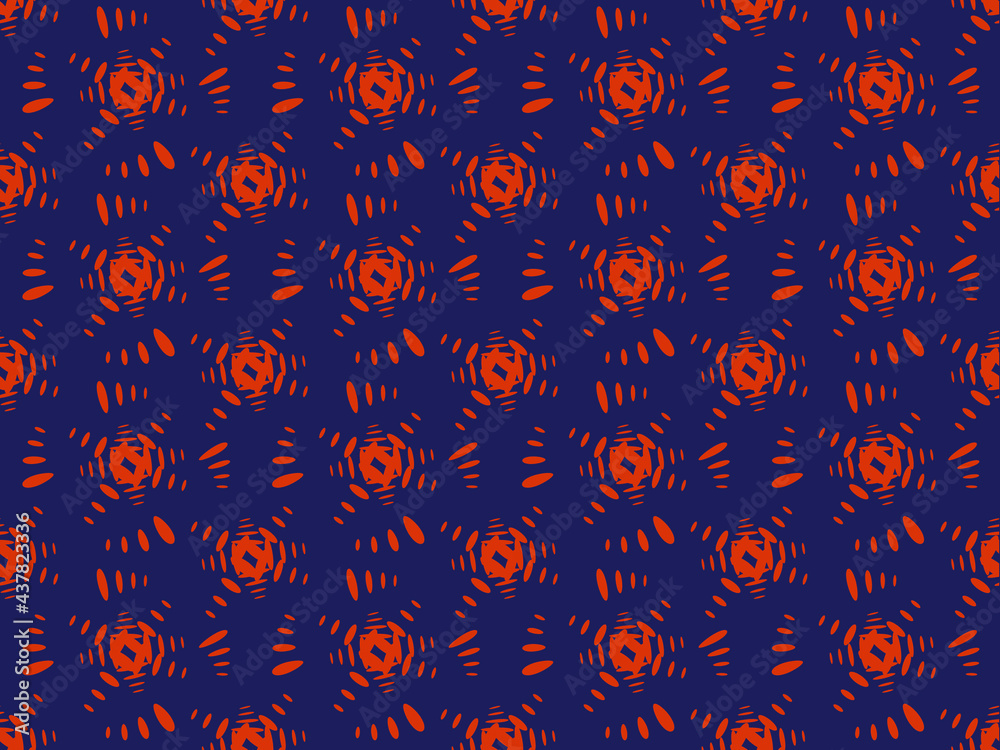 Vector illustration of dark orange pattern on dark blue background, abstract pattern design for fabric and others. Vector illustration of dark orange pattern on dark blue background, abstract pattern design for fabric and others.