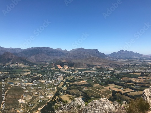 View from the top of the mountain of Franschhoek, South Africa