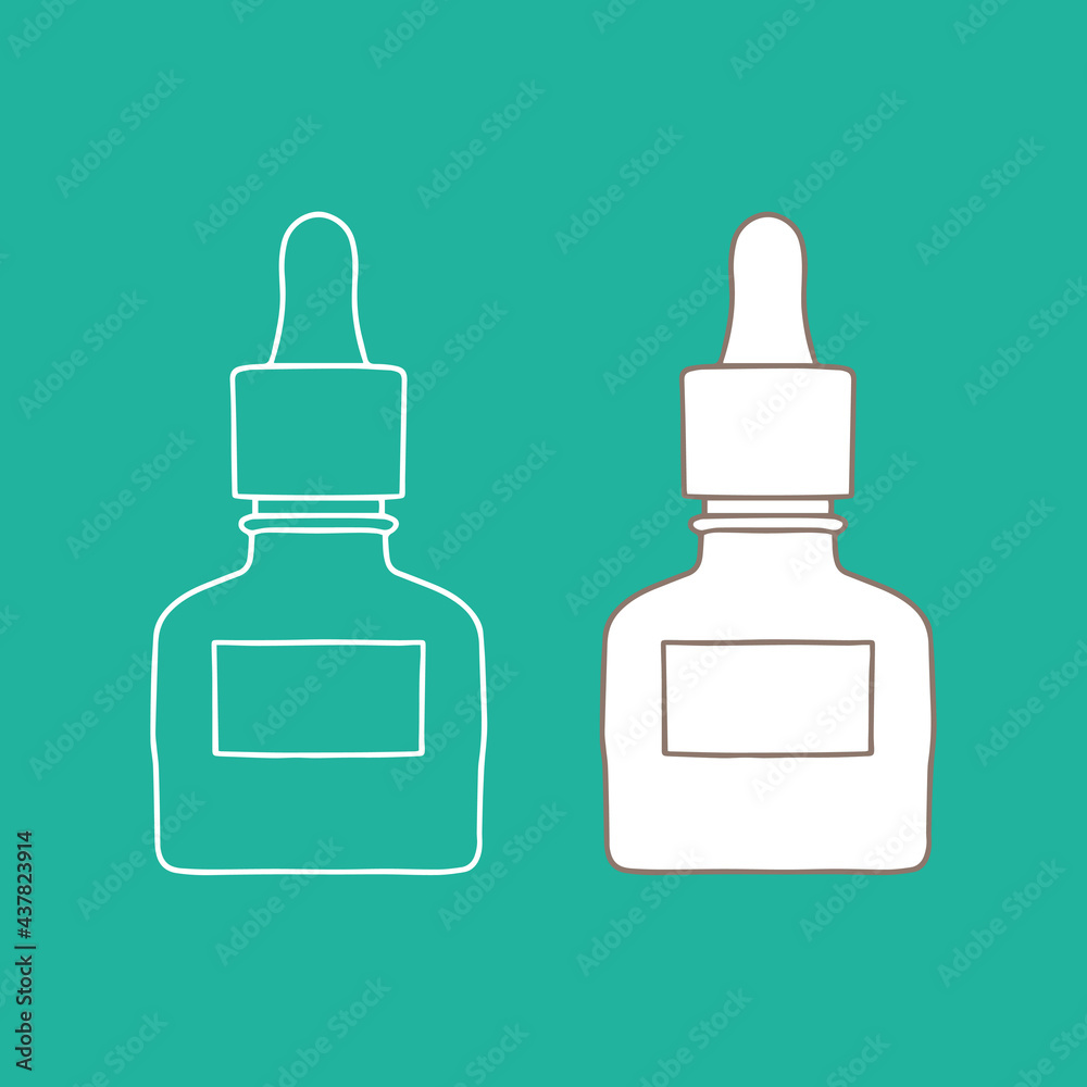 A dropper outline mockup. Cosmetic, vector illustration. A dropper outline mockup. Cosmetic, vector illustration.