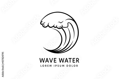 silhouette water wave symbol logo design isolated on white background