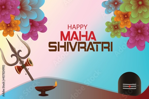 Maha Shivratri, a Hindu festival celebrated of Shiva Lord. Vector illustration.
