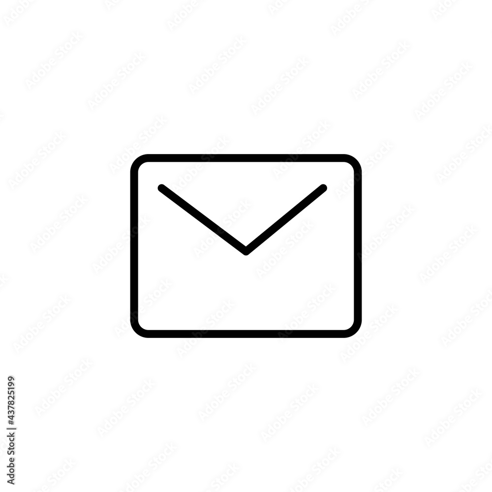 Message or letter thin line icon in black. Send mail concept. Alat style isolated symbol, for: illustration, minimalistic, logo, mobile, logotype, app, emblem, design, web, ui, ux, gui. Vector EPS 10 Message or letter thin line icon in black. Send mail concept. Alat style isolated symbol, for: illustration, minimalistic, logo, mobile, logotype, app, emblem, design, web, ui, ux, gui. Vector EPS 10