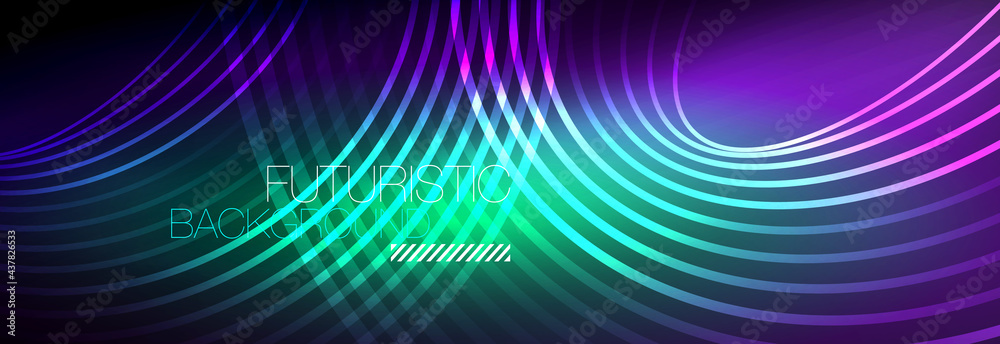 Dark abstract background with glowing neon circles. Trendy layout template for business or technology presentation, internet poster or web brochure cover, wallpaper Dark abstract background with glowing neon circles. Trendy layout template for business or technology presentation, internet poster or web brochure cover, wallpaper