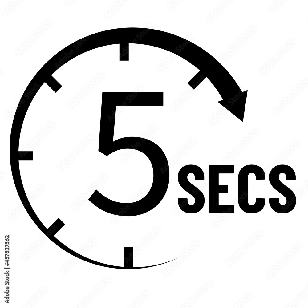 5 seconds countdown timer icon. time measure sign. time interval symbol. flat style. 5 seconds countdown timer icon. time measure sign. time interval symbol. flat style.
