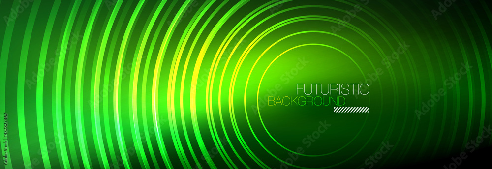 Dark abstract background with glowing neon circles. Trendy layout template for business or technology presentation, internet poster or web brochure cover, wallpaper Dark abstract background with glowing neon circles. Trendy layout template for business or technology presentation, internet poster or web brochure cover, wallpaper