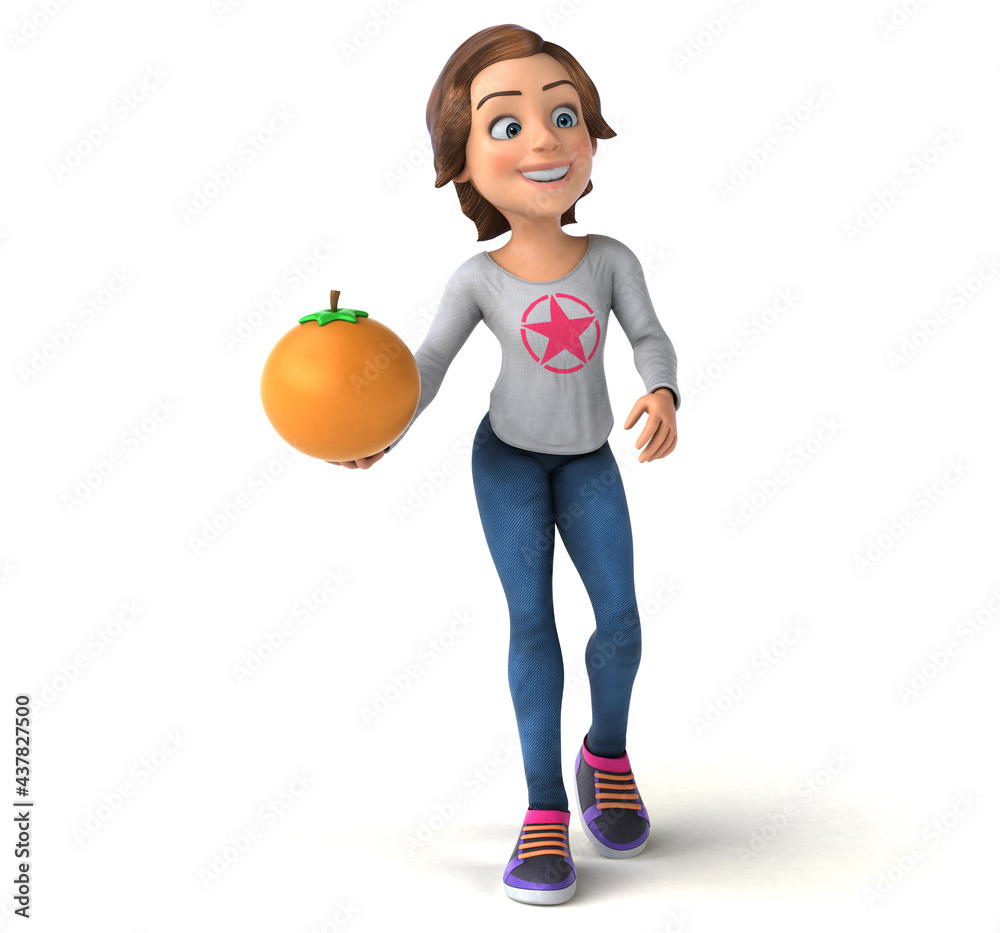 Fun 3D illustration of a cartoon teenage girl Fun 3D illustration of a cartoon teenage girl