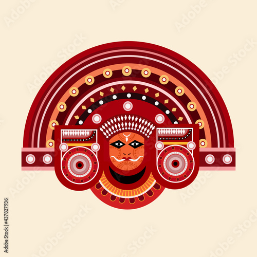 Illustration of a Theyyam artist. Theyyam is a Hindu ritualistic art in India