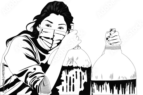 young lady managed to acquire 2 cylinders of oxygen